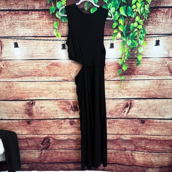 A.L.C. Jaxon Black Side Cut Out Maxi Dress Large Bodycon Sleeveless Sexy - Picture 9 of 10
